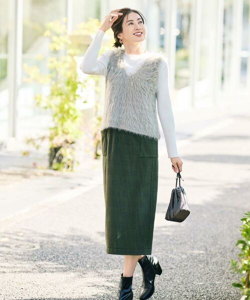 SHOO・LA・RUE / シューラルー ロング・マキシ丈スカート | 【S-LL/あったか】大人レディな着こなしに シャギーチェックスカート | 詳細21