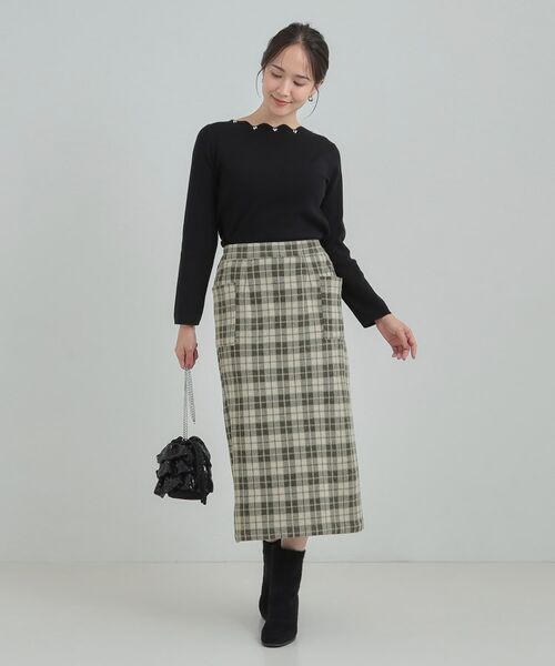 SHOO・LA・RUE / シューラルー ロング・マキシ丈スカート | 【S-LL/あったか】大人レディな着こなしに シャギーチェックスカート | 詳細7