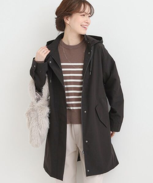 SHOO・LA・RUE / シューラルー ミリタリージャケット・コート | 【S-LL/撥水】腰回りをカバーする ロングミリタリーアウター(ブラック(019))