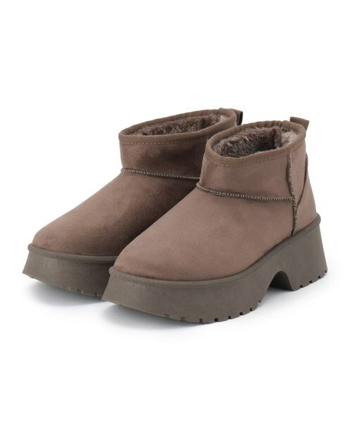 SHOO・LA・RUE / シューラルー ブーツ(ショート丈) | 曲がるフェイクムートンブーツ(トープ(054))