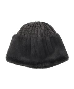 SHOO・LA・RUE / シューラルー ニットキャップ | ニット×フェイクファーワッチ
