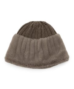 SHOO・LA・RUE / シューラルー ニットキャップ | ニット×フェイクファーワッチ