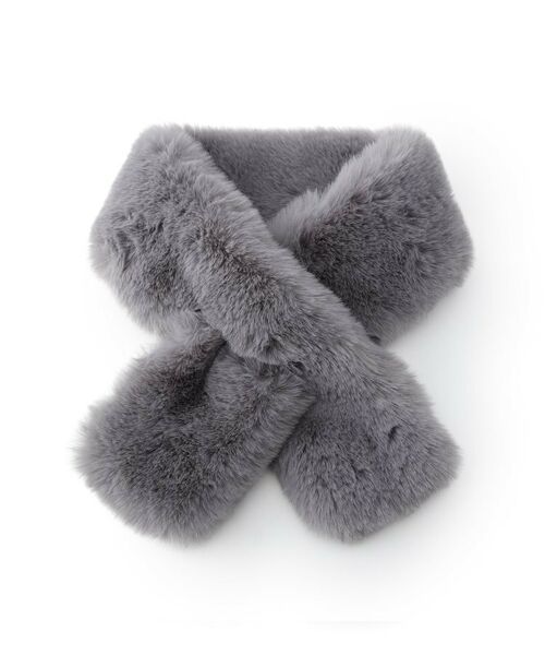 SHOO・LA・RUE / シューラルー マフラー・ショール・スヌード・ストール | フェイクファー差し込みマフラー(チャコールグレー(013))