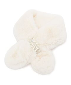 SHOO・LA・RUE / シューラルー マフラー・ショール・スヌード・ストール | フェイクパール付きフェイクファーティペット