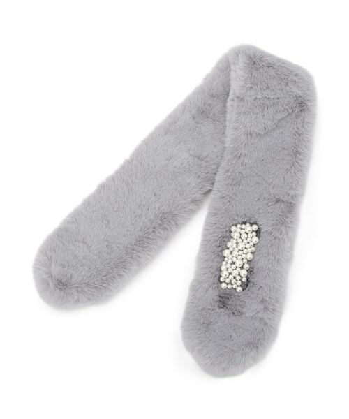 SHOO・LA・RUE / シューラルー マフラー・ショール・スヌード・ストール | フェイクパール付きフェイクファーティペット | 詳細2