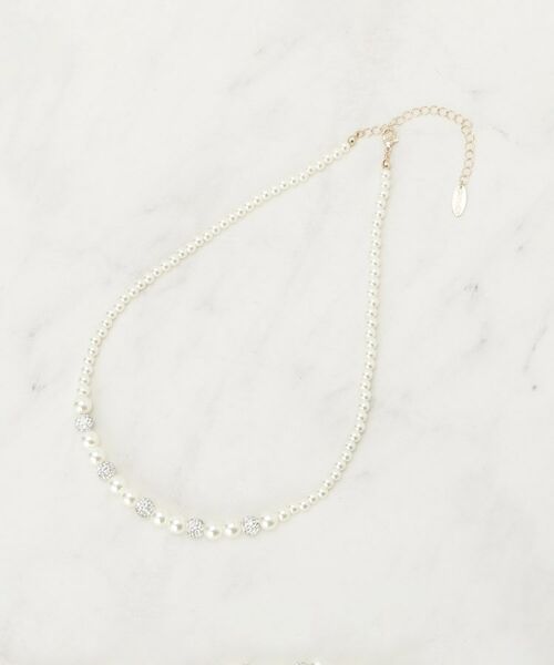 SHOO・LA・RUE/シューラルー 【セレモニー】パヴェ&パール調ショートネックレス ゴールド(007) 00 SHOO・LA・RUE/シューラルー 【セレモニー】パヴェ&パール調ショートネックレス ゴールド(007) 00