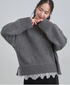 SHOO・LA・RUE / シューラルー ニット・セーター | 【S-LL】インせず着られる 裾レースラメニット