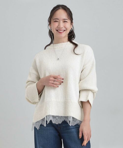 SHOO・LA・RUE / シューラルー ニット・セーター | 【S-LL】インせず着られる 裾レースラメニット | 詳細1
