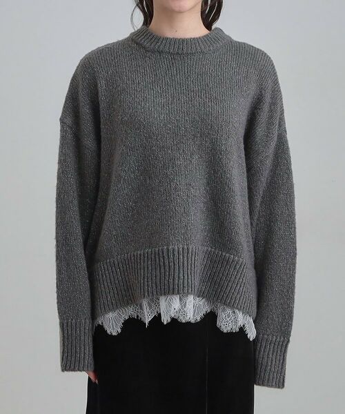 SHOO・LA・RUE / シューラルー ニット・セーター | 【S-LL】インせず着られる 裾レースラメニット | 詳細13