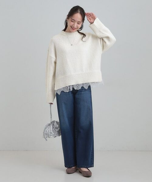 SHOO・LA・RUE / シューラルー ニット・セーター | 【S-LL】インせず着られる 裾レースラメニット | 詳細3