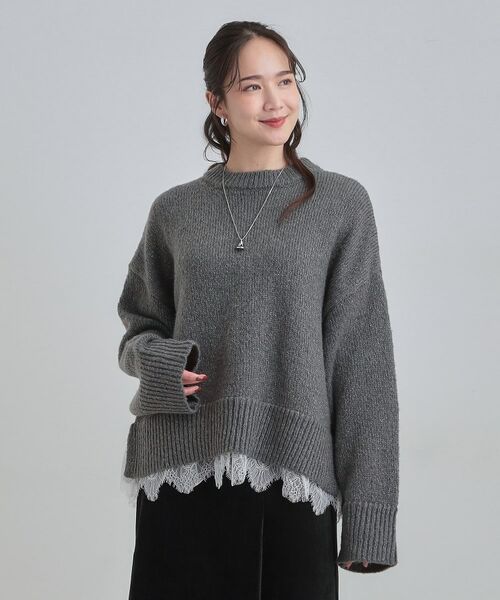 SHOO・LA・RUE / シューラルー ニット・セーター | 【S-LL】インせず着られる 裾レースラメニット | 詳細9