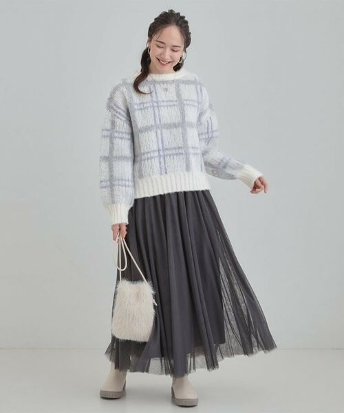 SHOO・LA・RUE / シューラルー ニット・セーター | 【S-LL】チェック柄ふわふわニット | 詳細3
