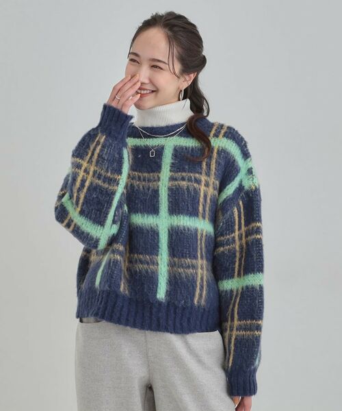 SHOO・LA・RUE / シューラルー ニット・セーター | 【S-LL】チェック柄ふわふわニット | 詳細5