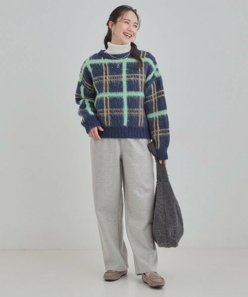 SHOO・LA・RUE / シューラルー ニット・セーター | 【S-LL】チェック柄ふわふわニット | 詳細7
