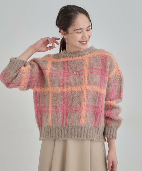 SHOO・LA・RUE / シューラルー ニット・セーター | 【S-LL】チェック柄ふわふわニット | 詳細9