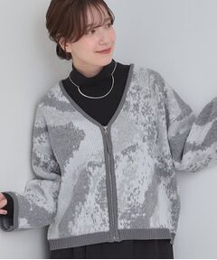 SHOO・LA・RUE / シューラルー カーディガン・ボレロ | 【洗濯機可】柄アソート VネックZIPカーディガン