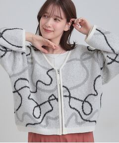 SHOO・LA・RUE / シューラルー カーディガン・ボレロ | 【洗濯機可】柄アソート VネックZIPカーディガン