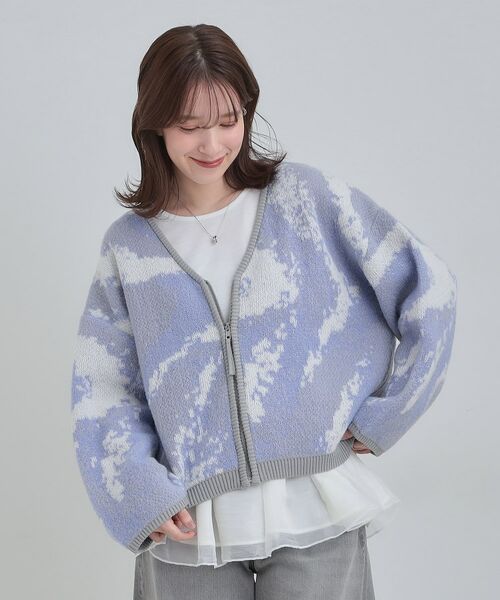 SHOO・LA・RUE / シューラルー カーディガン・ボレロ | 【洗濯機可】柄アソート VネックZIPカーディガン | 詳細13