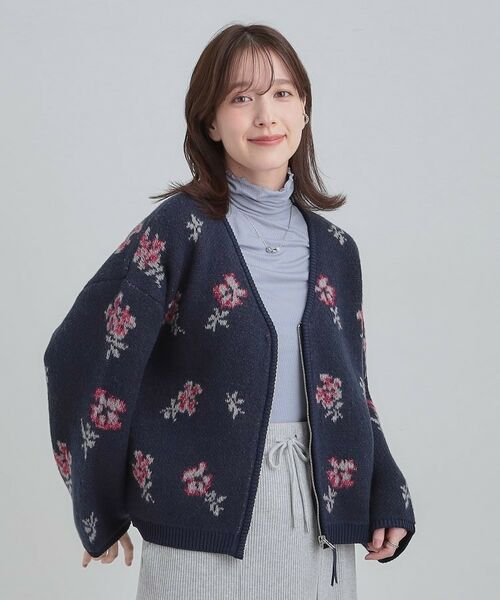 SHOO・LA・RUE / シューラルー カーディガン・ボレロ | 【洗濯機可】柄アソート VネックZIPカーディガン | 詳細17