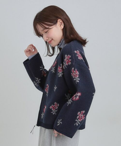 SHOO・LA・RUE / シューラルー カーディガン・ボレロ | 【洗濯機可】柄アソート VネックZIPカーディガン | 詳細18