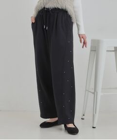 SHOO・LA・RUE / シューラルー パンツ | 【あったか】裏起毛ストーン付きスウェットカーブパンツ