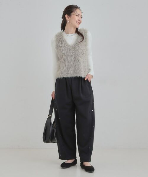 SHOO・LA・RUE / シューラルー パンツ | 【あったか】裏起毛ストーン付きスウェットカーブパンツ | 詳細3