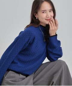 SHOO・LA・RUE / シューラルー ニット・セーター | 【洗濯機可/毛玉レス】配色がアクセント ダイヤ柄ゆるニット