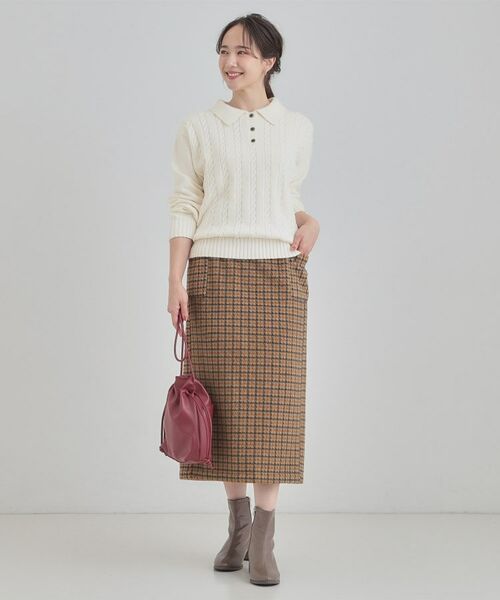 SHOO・LA・RUE / シューラルー ニット・セーター | 【S-LL】配色ボタンがポイント 襟付きケーブルニット | 詳細3