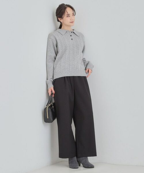 SHOO・LA・RUE / シューラルー ニット・セーター | 【S-LL】配色ボタンがポイント 襟付きケーブルニット | 詳細7
