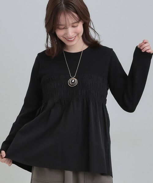 SHOO・LA・RUE / シューラルー チュニック | 【S-LL】ビスチェ風ドッキングトップス(ブラック(519))