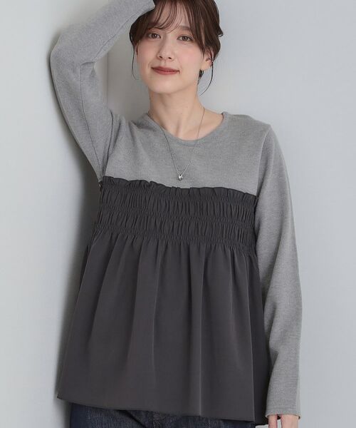 SHOO・LA・RUE / シューラルー チュニック | 【S-LL】ビスチェ風ドッキングトップス(グレー(512))