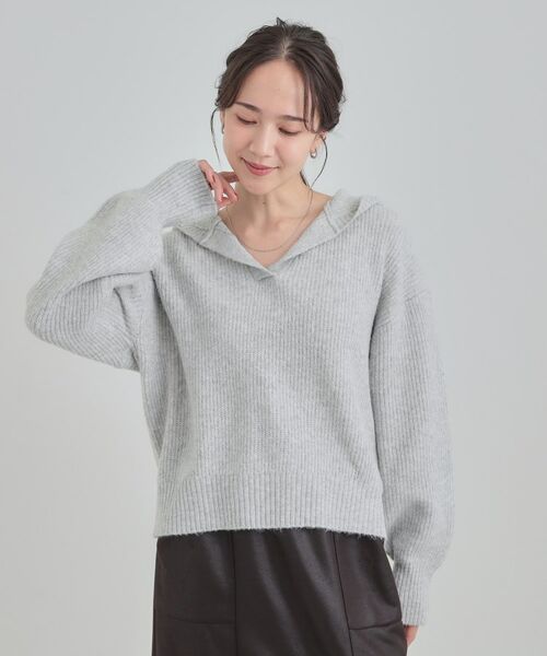 SHOO・LA・RUE / シューラルー ニット・セーター | 【S-LL】ふんわり Vネックフードニット | 詳細1