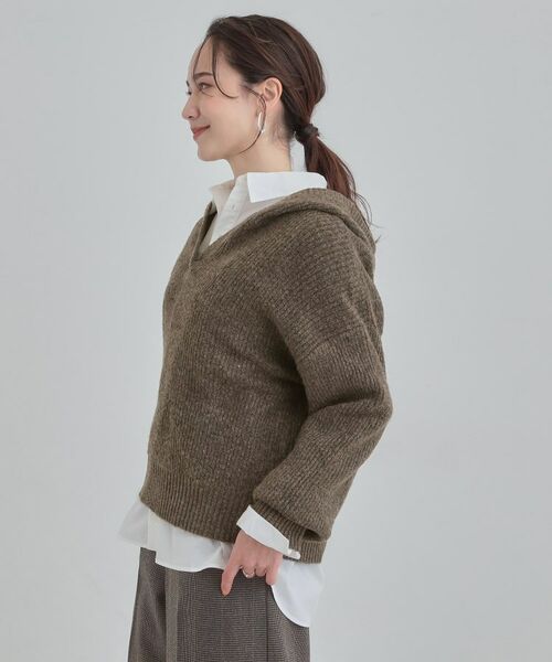 SHOO・LA・RUE / シューラルー ニット・セーター | 【S-LL】ふんわり Vネックフードニット | 詳細10