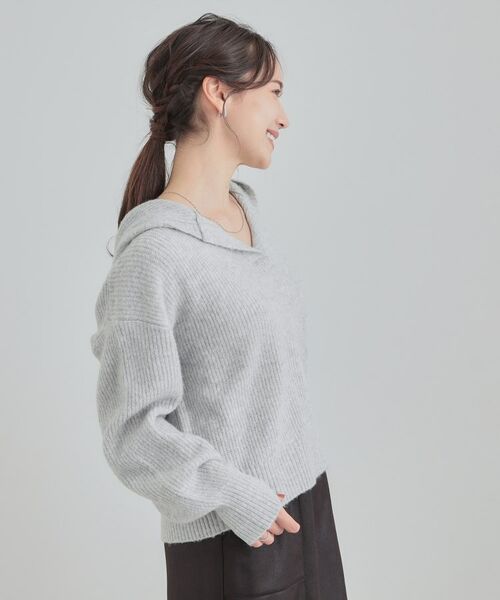SHOO・LA・RUE / シューラルー ニット・セーター | 【S-LL】ふんわり Vネックフードニット | 詳細2