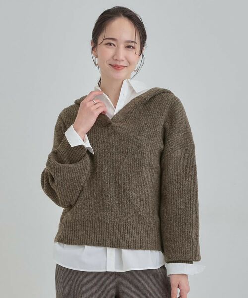 SHOO・LA・RUE / シューラルー ニット・セーター | 【S-LL】ふんわり Vネックフードニット | 詳細9