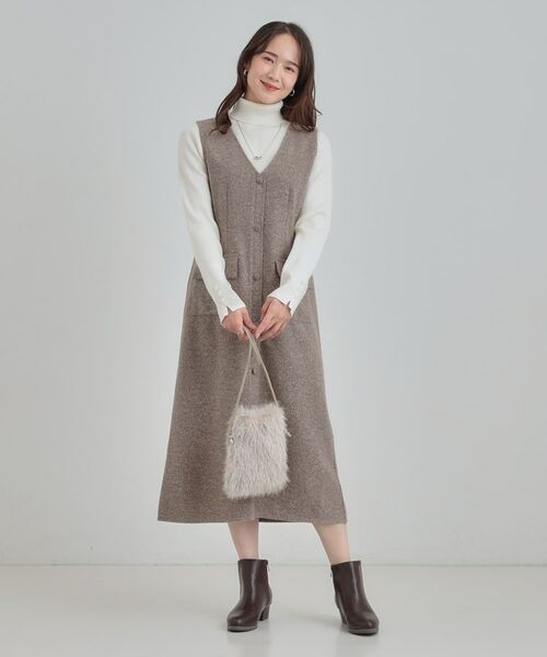 SHOO・LA・RUE / シューラルー ミニ丈・ひざ丈ワンピース | 【S-LL】甘すぎない大人のツイード調ジャンスカ | 詳細7