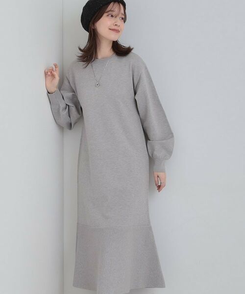 SHOO・LA・RUE / シューラルー ロング・マキシ丈ワンピース | スタイルがすっきりに見える 裾マーメイドニットワンピース(チャコールグレー(013))