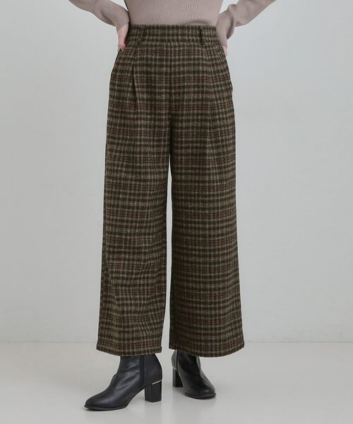 SHOO・LA・RUE / シューラルー パンツ | 【あったか】チェック柄ワイドパンツ | 詳細1