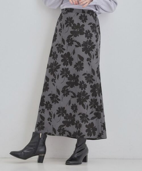 SHOO・LA・RUE / シューラルー ロング・マキシ丈スカート | 花柄スカート(チャコールグレー(714))