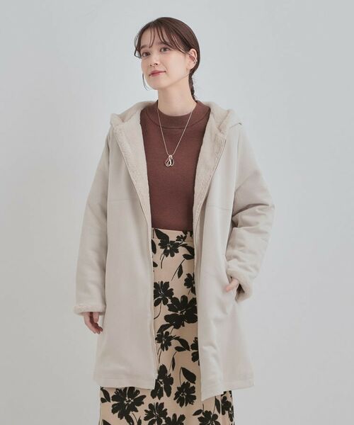 SHOO・LA・RUE / シューラルー その他アウター | 【S-LL】マットな色味が大人な雰囲気 スエード調フードコート | 詳細1