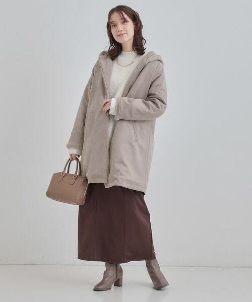 SHOO・LA・RUE / シューラルー その他アウター | 【S-LL】マットな色味が大人な雰囲気 スエード調フードコート | 詳細11