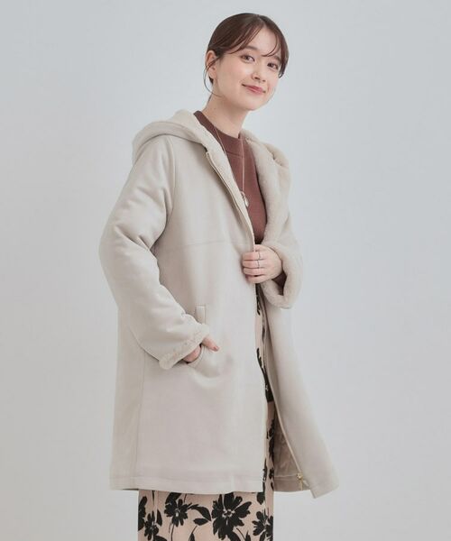 SHOO・LA・RUE / シューラルー その他アウター | 【S-LL】マットな色味が大人な雰囲気 スエード調フードコート | 詳細2