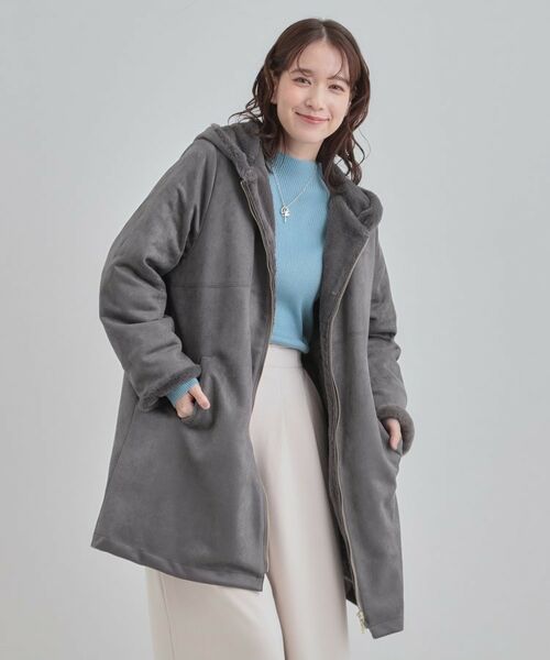 SHOO・LA・RUE / シューラルー その他アウター | 【S-LL】マットな色味が大人な雰囲気 スエード調フードコート | 詳細5