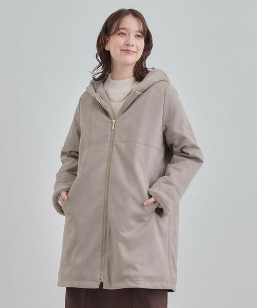 SHOO・LA・RUE / シューラルー その他アウター | 【S-LL】マットな色味が大人な雰囲気 スエード調フードコート | 詳細9