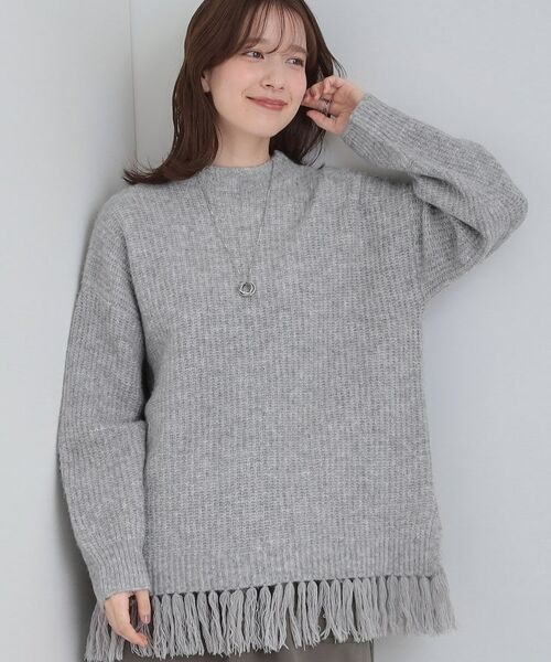 SHOO・LA・RUE / シューラルー ニット・セーター | 裾フリンジで1枚でサマ見えニット(グレー(012))