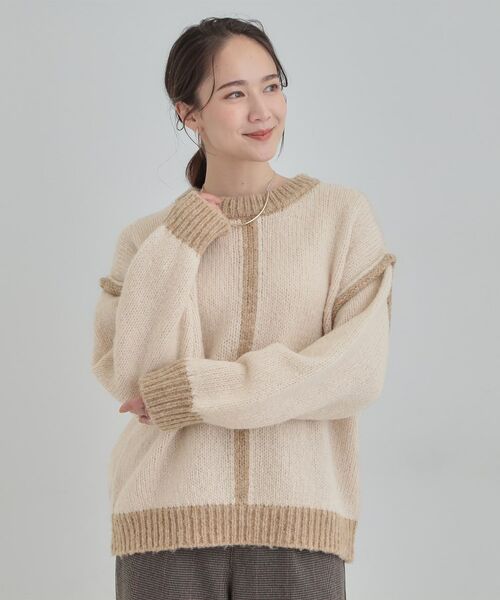 SHOO・LA・RUE / シューラルー ニット・セーター | 【S-LL】配色デザインがポイント ざっくり編みゆるニット | 詳細1