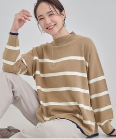 SHOO・LA・RUE / シューラルー ニット・セーター | 【洗濯機可／毛玉レス】ポンチョ風ボーダーニット