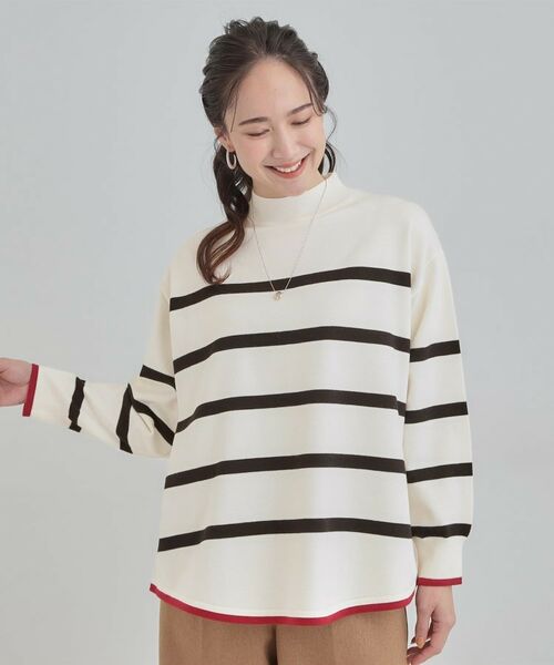 SHOO・LA・RUE / シューラルー ニット・セーター | 【洗濯機可/毛玉レス】ポンチョ風ボーダーニット | 詳細1