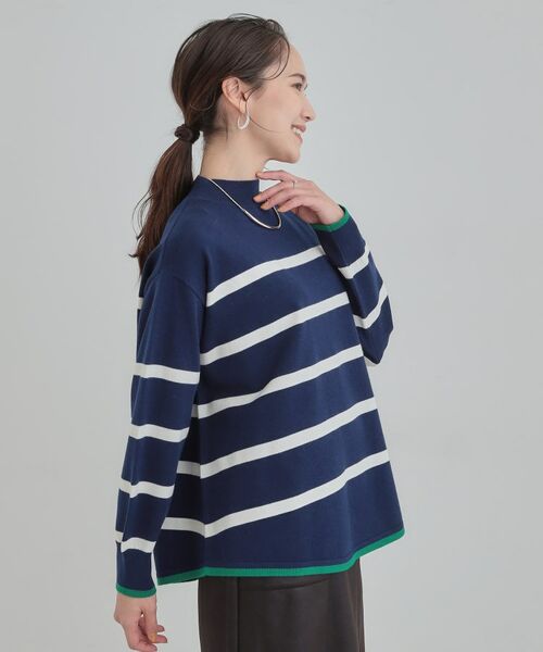 SHOO・LA・RUE / シューラルー ニット・セーター | 【洗濯機可/毛玉レス】ポンチョ風ボーダーニット | 詳細10