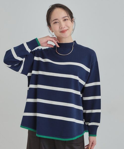 SHOO・LA・RUE / シューラルー ニット・セーター | 【洗濯機可/毛玉レス】ポンチョ風ボーダーニット | 詳細9